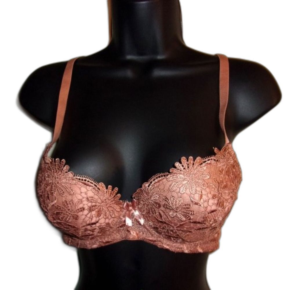 Youmita 36D Cameo Brown Floral Embroidery Underwire bra NWT